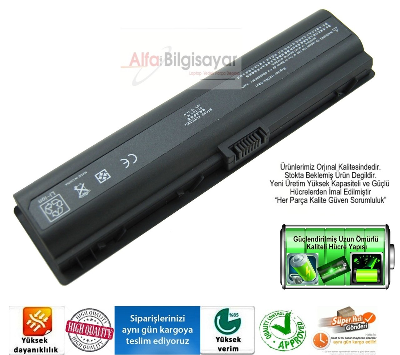 Hp Pavilion Compaq Dv6000 DV6500 Dv2000 DV2500 C700 V6500 DV6700 V6700 F500 F700 V6000 G6000 G7000 A900 V3000 HSTNN-DB31 HSTNN-OB42 HSTNN-DB32 HSTNN-Q21C HSTNN-DB42 HSTNN-Q33C HSTNN-DB46 HSTNN-W20C HSTNN-IB31 HSTNN-W34C HSTNN-IB32 446507-001 Batarya pil