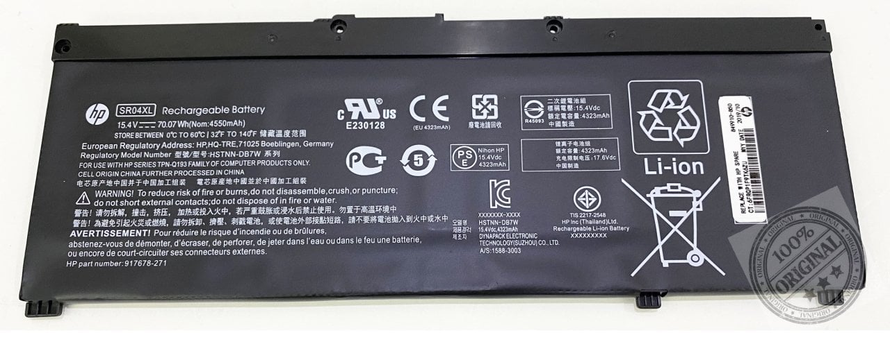 HP OMEN 15-dc, 15-ce 15-CX 15-cb,  17-cd TPN-Q211 TPN-C133  HSTNN-DB8Q L08934-2B1, L08855-855  SR04XL SR03XL TPN-Q193, TPN-Q194 HSTNN-DB7W  TPN-C133, TPN-C134 HP SR04XL 917724-855 OMEN 15-CE 15-DC 15.4V 70WH SR04XL 4550Mah Batarya Pil Orjınal