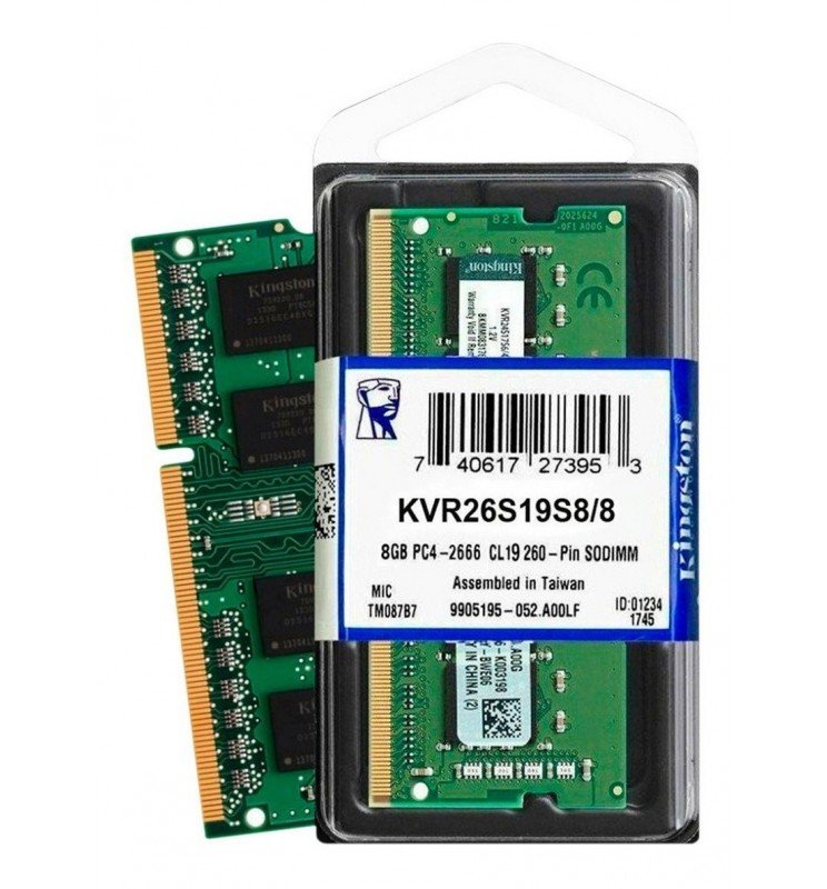 8gb Kingston DDR4 2666MHz SODIMM Notebook Ram Bellek (KVR26S19S8/8