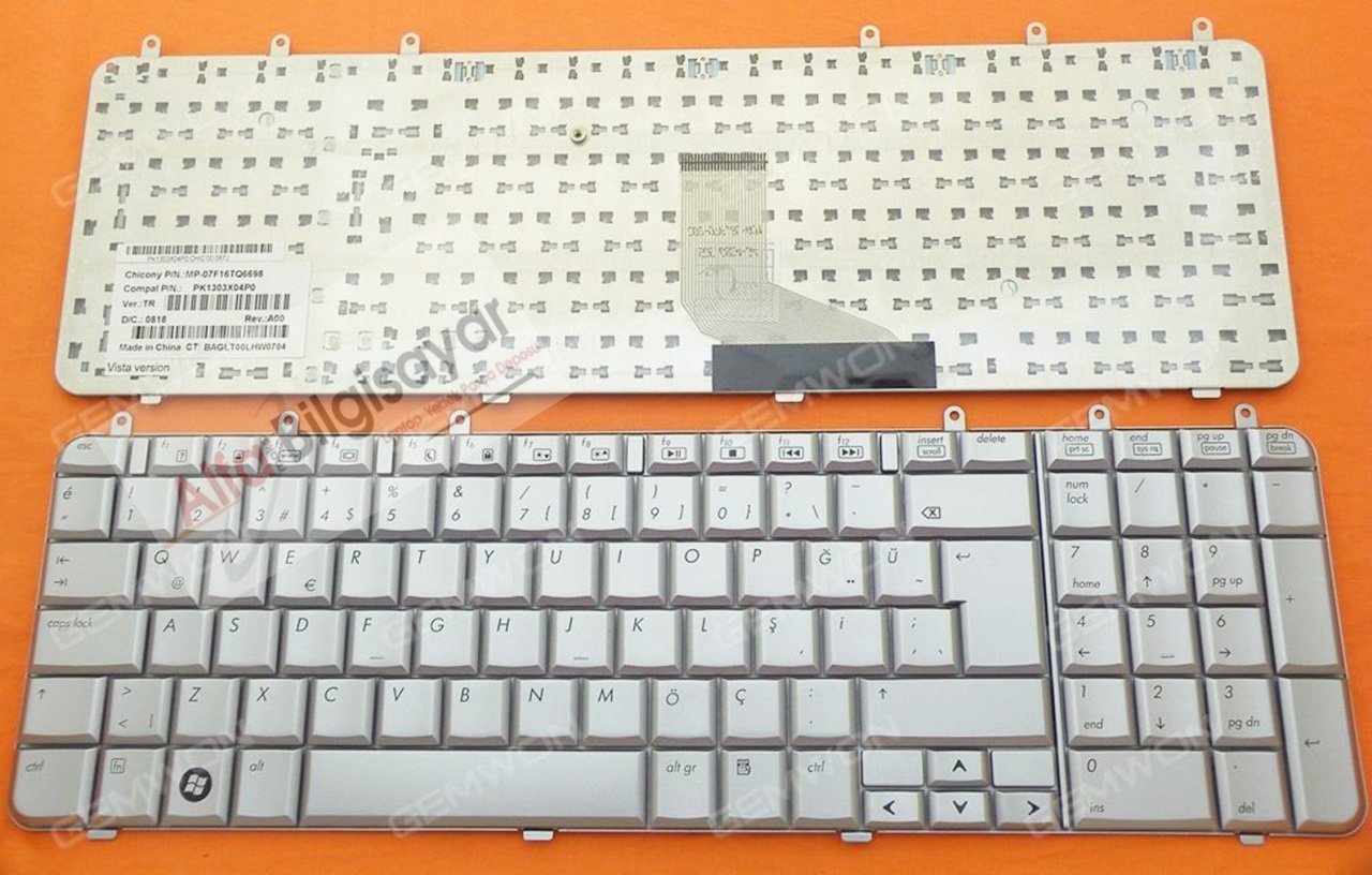 Hp dv7-1000 Serisi Gümüş Renk 483275-141, 506121-141, NSK-H810T, 9J.N0L82.10T, V080502CK1, NSK-H8101, 483275-001, Hp Pavilion dv7, dv7-1000, dv7-1100, dv7-1200 Klavye