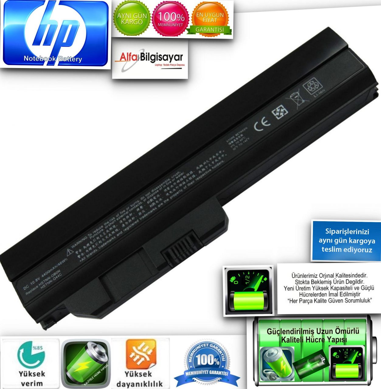 Hp Dm1 dm1-1010st dm1-1010et Notebook Bataryası, Laptop Pili, 10.8V-4400mAh, HSTNN-IBON, HSTNN-OB0N, HSTNN-Q44C, HSTNN-Q45C, VP502AA, 572831-121, 580029-001, Compaq Mini 311, 311c, Pavilion dm1 , Mini 311C 572831-121 PT06 572831-541 580029-001 HSTNN-Q44C