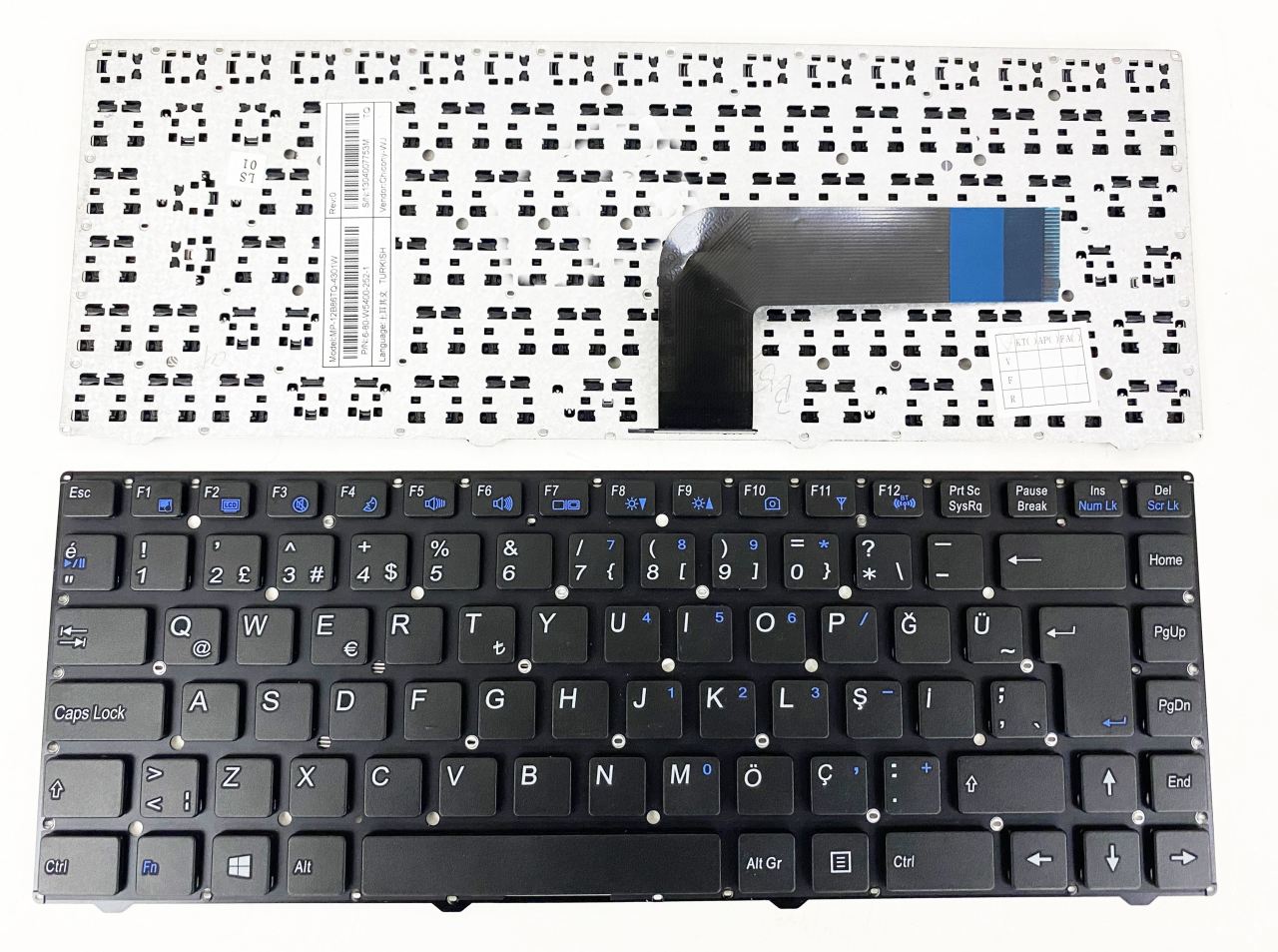Exper W540, A4B-R02, MP-12B86TQ-4306W MP-12B86TQ-4301W 6-80-W5400-252-1 SOE-NCB926 6-80-W5400-191-1 Notebook Klavye Tuş Takımı