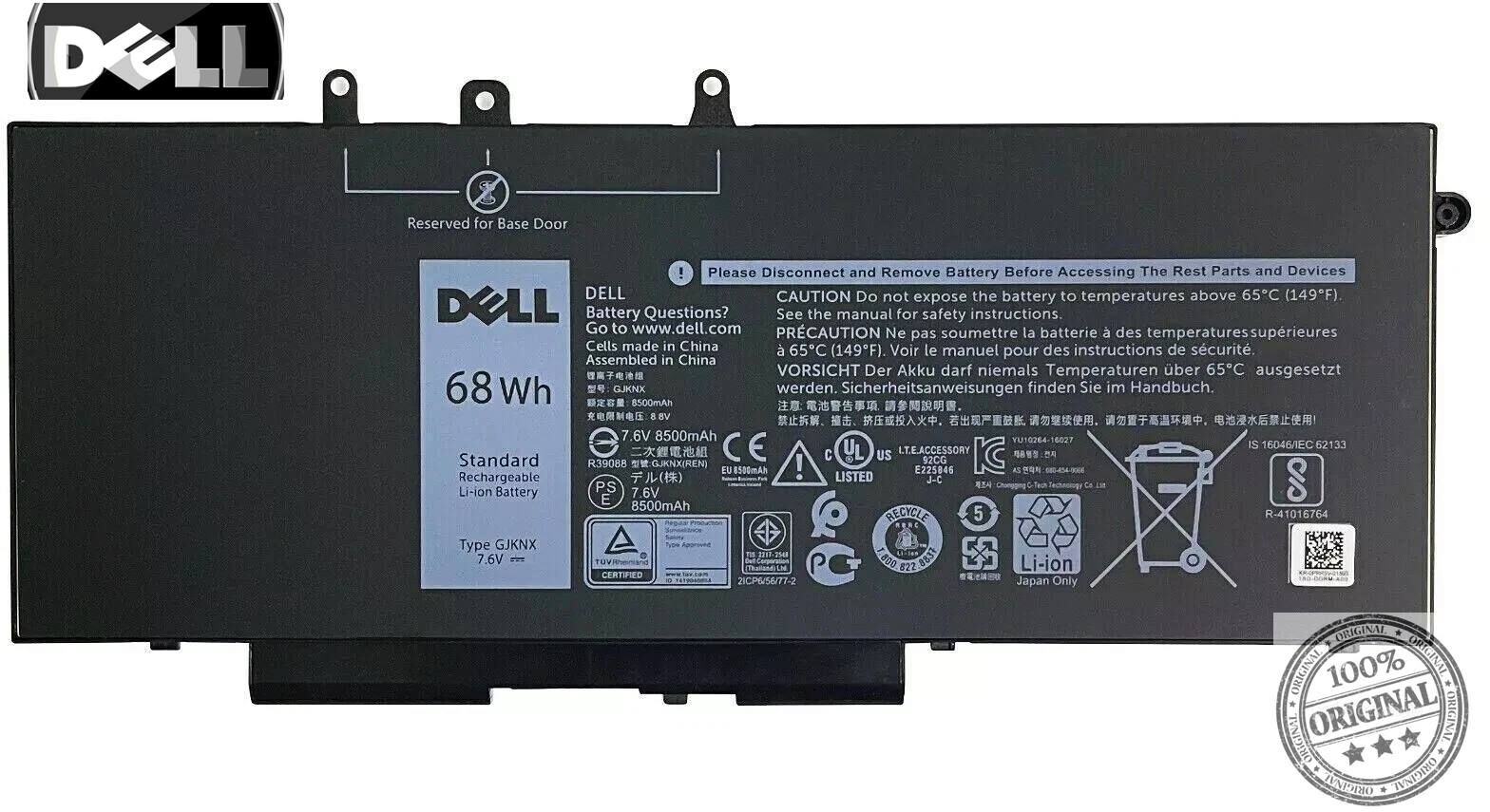 Dell latitude P60F P60F001 P60F002 P60F003 5280 5290 5580 5480 5490 5290 5590 5491 5495 5591 E5580 E5480 E5280 E5290 E5590 E5490 E5491 E5495 E5591 precision 3520 3530  Dell gd1jp, gjknx DJWGP P60F 93FTF FPT1C, MT31P KCM82, DV9NT batarya dell pil