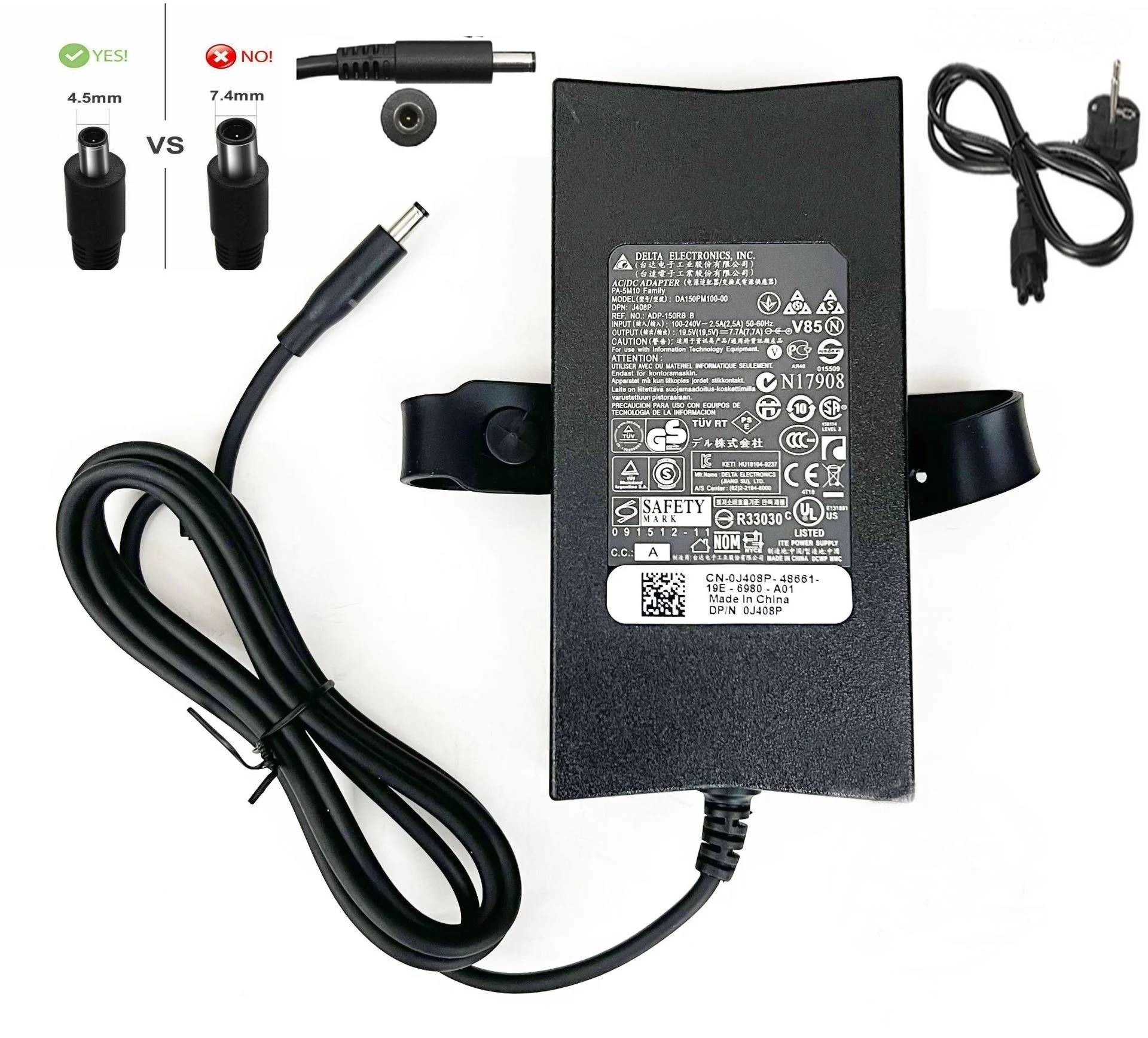 Dell Orjinal 19.5v 7.7A 150w 4.5x3.0mm Adaptör Şarj Cihazı XPS 15 9530/9550/9560/9570/7590;Precision M3800/5510/5520/5530;OptiPlex 3050 AIO/  DA130PM130, 06TTY6, 6TTY6, 332-1829, TX73F 06TTY6/0V363H/09TXK7/0RN7NW,  DA130PM130/ HA130PM130  DA130PE1-00