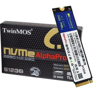 TwinMos 512GB M.2 PCIe Gen3 NVMe SSD (3600-3250Mb-s) NVME512GB2280AP TLC 3DNAND Ssd