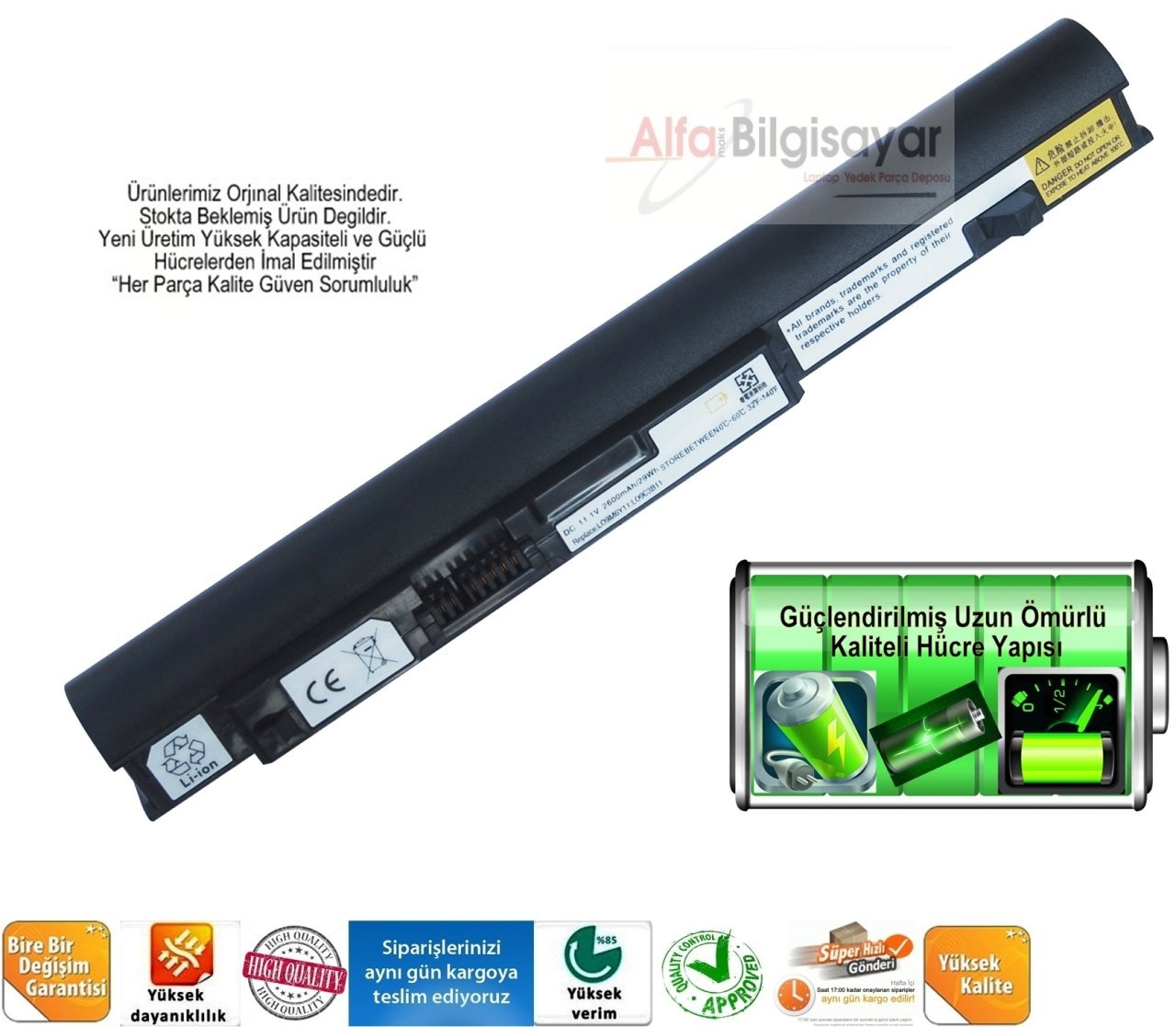 Lenovo Siyah S10-2 L09C3B11 L09C6Y11 L09M3B11 L09S3B11 55Y9382 57Y6273 L09C3B12 L09C6Y12 L09M6Y11 L09S6Y11 55Y9383 57Y6275  11.1v 2200mah Batarya Pil 3 cell