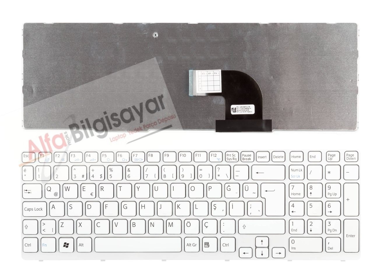 Sony SVE 15, SVE15, SVE151 SVE 17, SVE17 SVE171 Beyaz Renk 149029811 149030311 149030911 AEHK5A021303A AEHK5E011303A AEHK5R000103A AEHK5U010203A 149089911TR 1490955411TR 149031311 149031811 149077111 9Z.N6CBQ.F01 Serisi klavye Tuş takımı