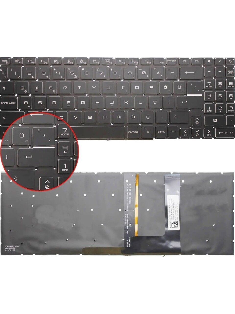MSI Pulse Gl66 Gl76, Sword 15 A11, 17 A11, Creator M16 A11, Crosshair 15 A11, 17 A11, Katana Gf66, Pulse Gl66, Sword 15 A11, Wf66 Creator, M16 A12u, M17 A12u, Ms-15h1 Ms-15h4 Ms-15hk  A11 17 A11uck A11udk A11uek Klavye Işıklı Tuş Takımı