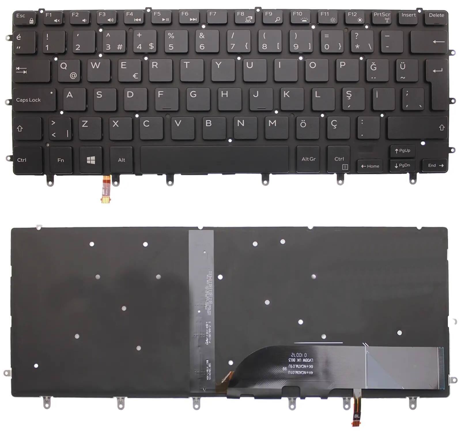 Dell Xps 13 9343, XPS 15 9550 9560 9570 7590 9550 9560 9570 P55f P56f P55f001 P55f002  P56f001 P56f001 P56f002 Klavye 05x28j  0gdt9f  Nsk-Ls0Bw 0vc22n  Aydınlatmalı Tuş Takımı