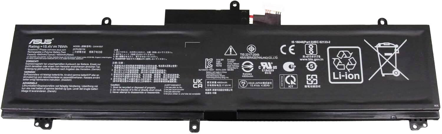 Asus C41N1837 Tuf Dash FA516 Fx516p Fx516pc Fx516pe Fx516pm Fx516pr Tuf516p Mw516p Rog Zephyrus GA502 GA502D GA502DU GA502GU GA502I GA502IU GA502IV GU502 GU502DU GU502G GU502GU GU502GV GU502GW GU502L GU502LU GU502LV GU502LW Batarya orjinal Pil