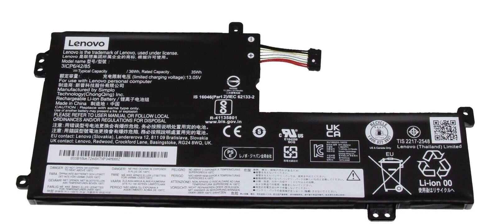 Lenovo ideapad L18M3PF2 L18C3PF2 L18D3PF1 L18L3PF1, V155-15apI 81v5, V340-17Iwl 81rg, 81LW, L340-15API 81LX, L340-17API 81LY, L3-15ITL6 82HL, L340-17IWL 81M0, V340-17IWL 81RG, V155-15API 81V5, L3-15IML05 81Y3, Batarya Orjinal Pil