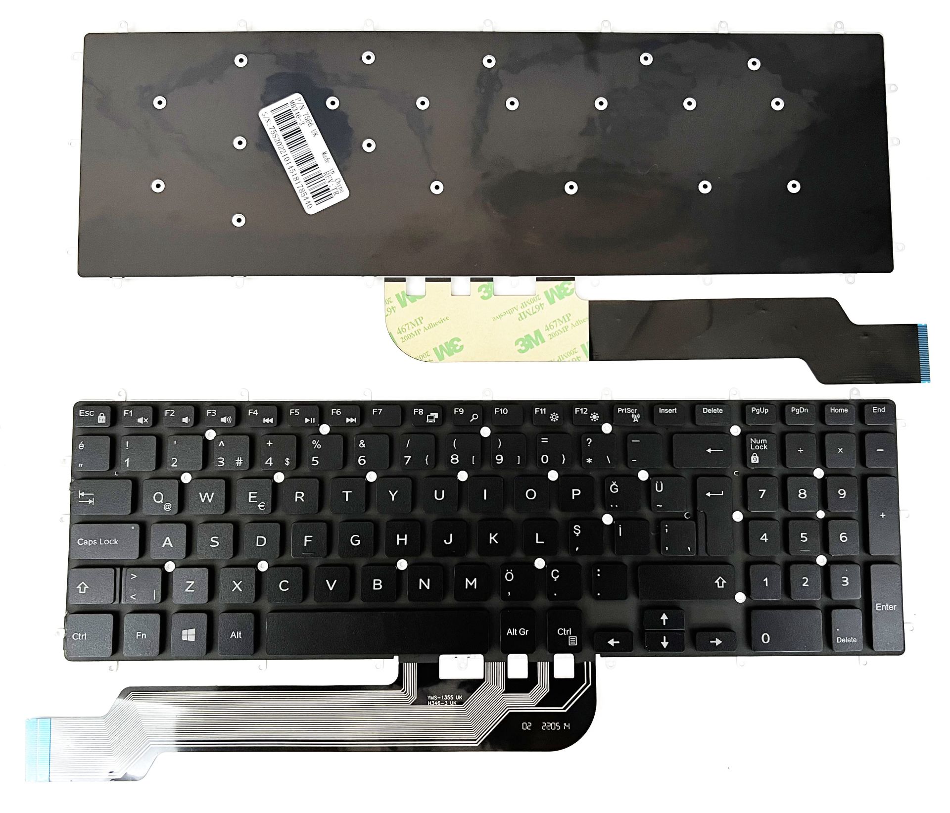 Dell Inspiron G3 15-3590, 3593 P75F p72f 5565 5567 17 5765 5767 7566 7567 9J9KG 09J P65F001 Inspiron 15 Gaming 7577 p35e, G3 3779, P66F Klavye Tuş Takımı Işıksız