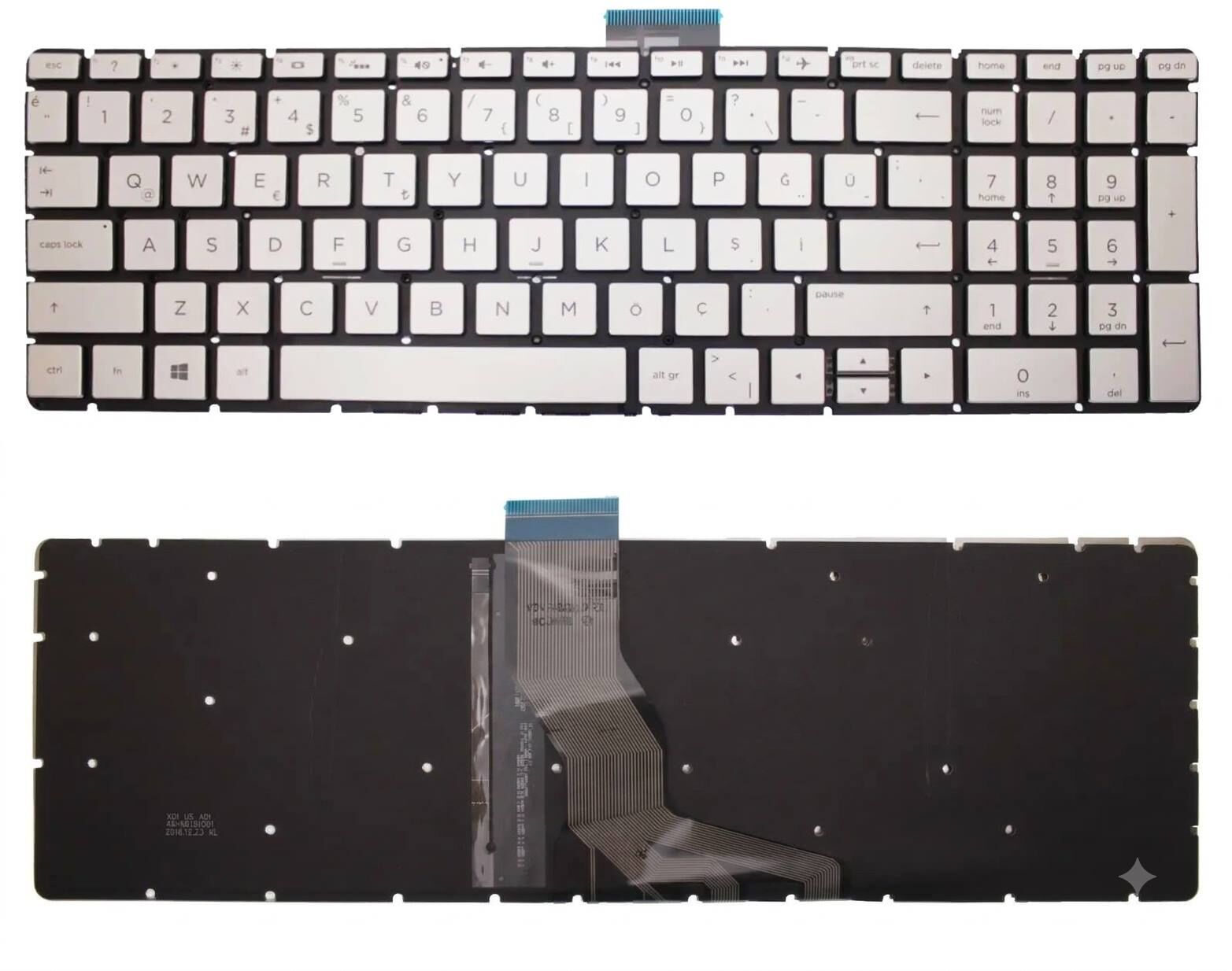 HP 250 G7, 255 G7, 250 G8, 255 G8, 250 G9, 255 G9, TPN-C151 15-DA, 15-DB 15-DW, TPN-C135 TPN-C136 TPN-C139 15S-DY 15S-DR 15S-DU TPN-W134 TPN-W142 TPN-C139 15-DR Klavye Gri Işıklı