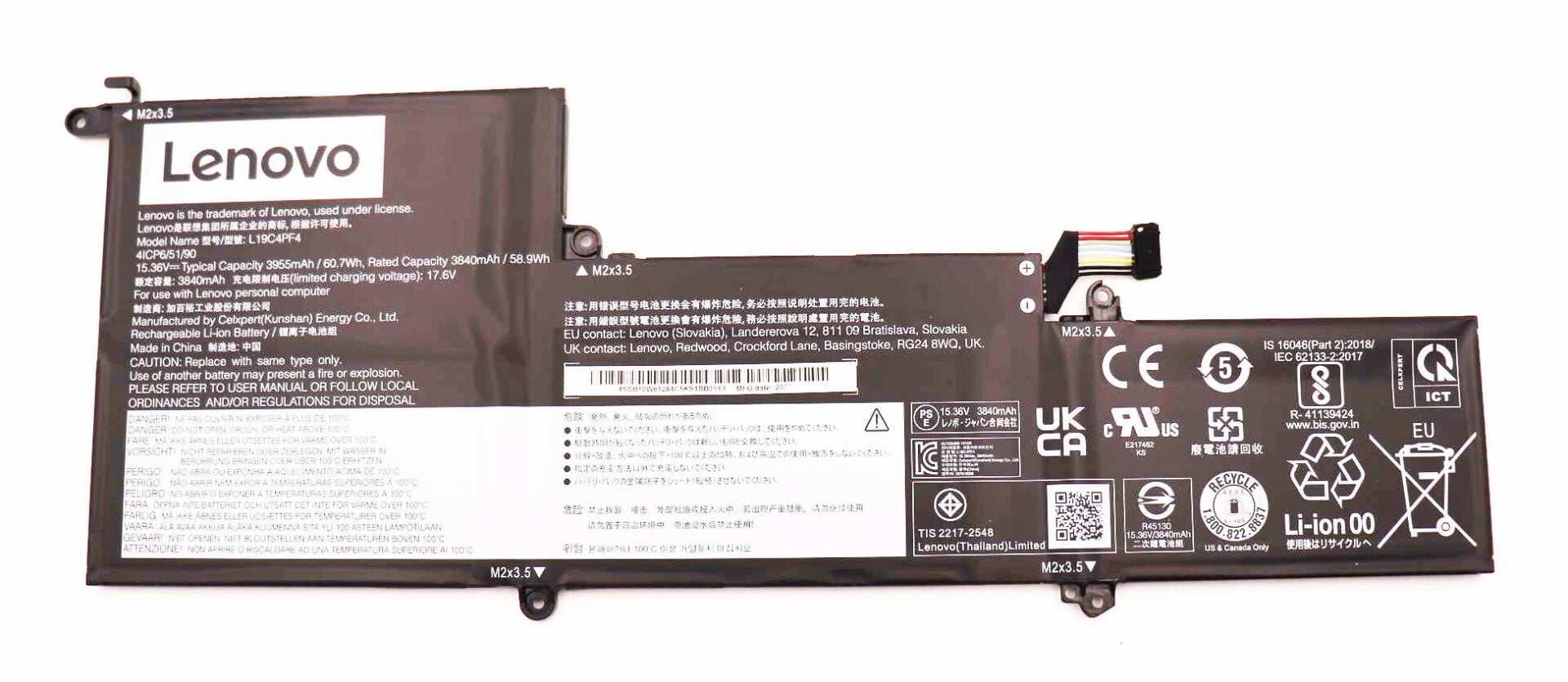 Lenovo Yoga Slim 7-14IIL05, 7-14ARE05, 7-14ITL05, L19D4PF4, L19C4PF4, 82A1, 82A2, 82A3, 82A4, 82A5, 82A6 Batarya Lenovo Pil