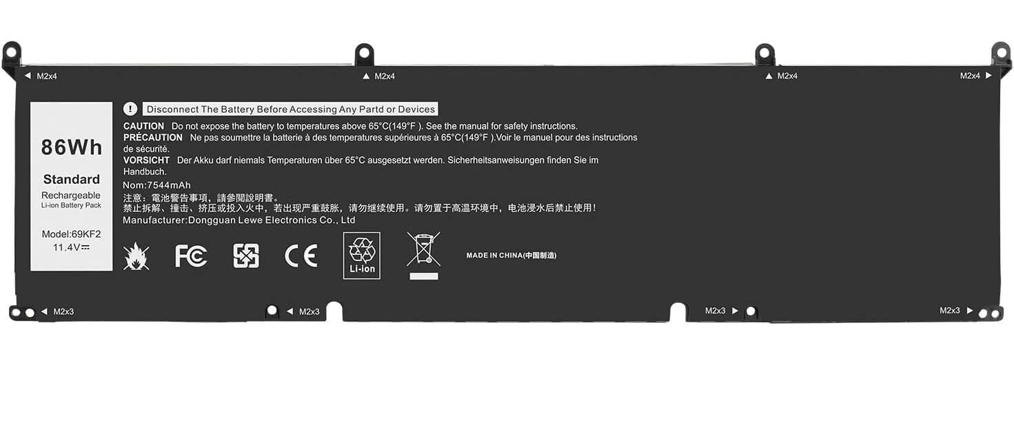 Dell 8fctc 70n2f Dvg8m 69kf2 P45e P87f P91f P100f P105f P107f P109f P106f P122f P124f Xps 15 9500, 9510, 9520 9530,  Gaming G15 5510 5511 5515 5520 5525 5530 5535, G16 7620 7630, G7 7500, Vostro 15 7510, 16 7620 7510, 7620 Batarya