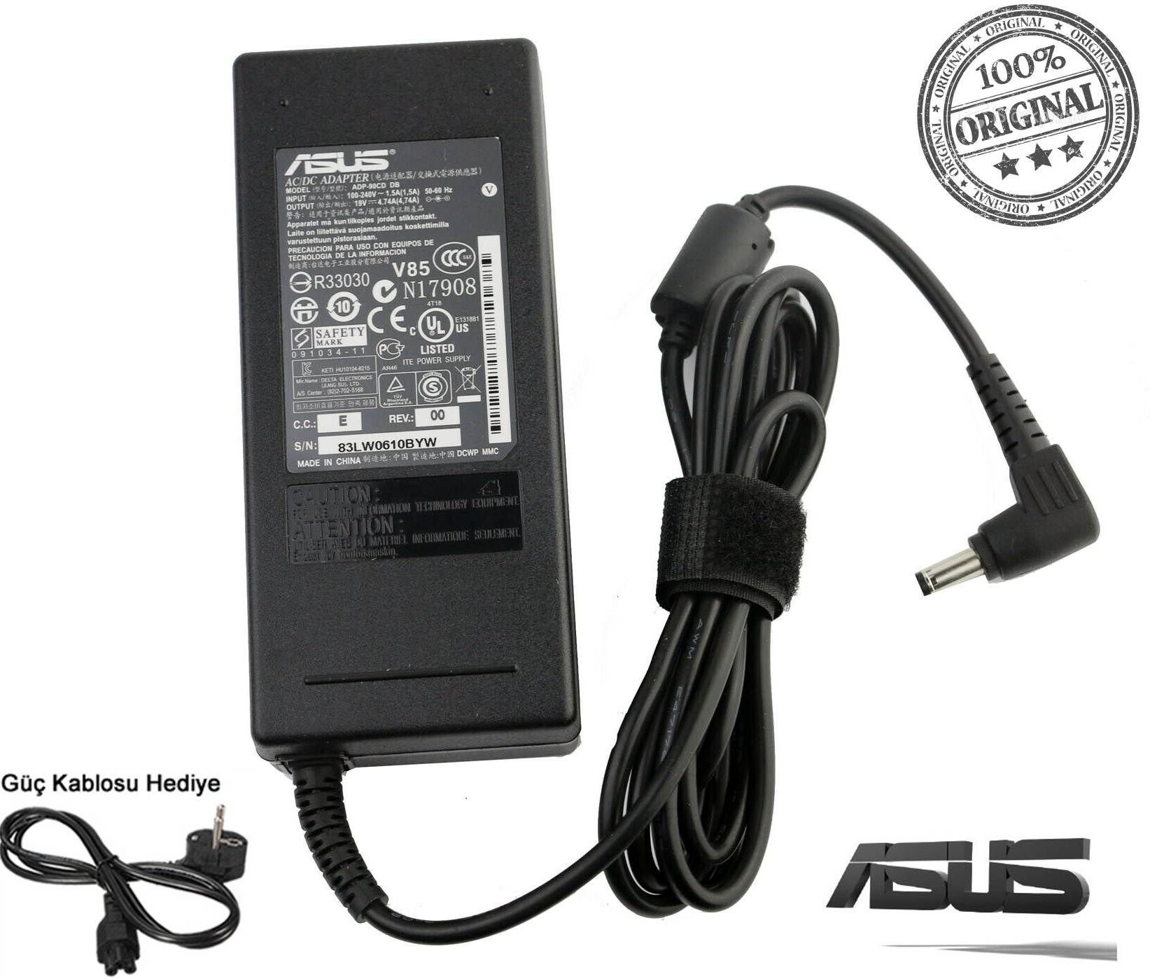 Asus Orijinal 19v 4.74a 90W  5.5mm x2.5mm  EXA1202XH ADP-90YD B, PA-1900-02 PA1900-29 PA1900-30 PA-1900-42 Adaptör Şarj Cihazı k52 k53 k55 k56 x53 x55 k54 x54 n61 x64 x550 x552 x551 x554 x555 k555 n50 n51 n55 n550