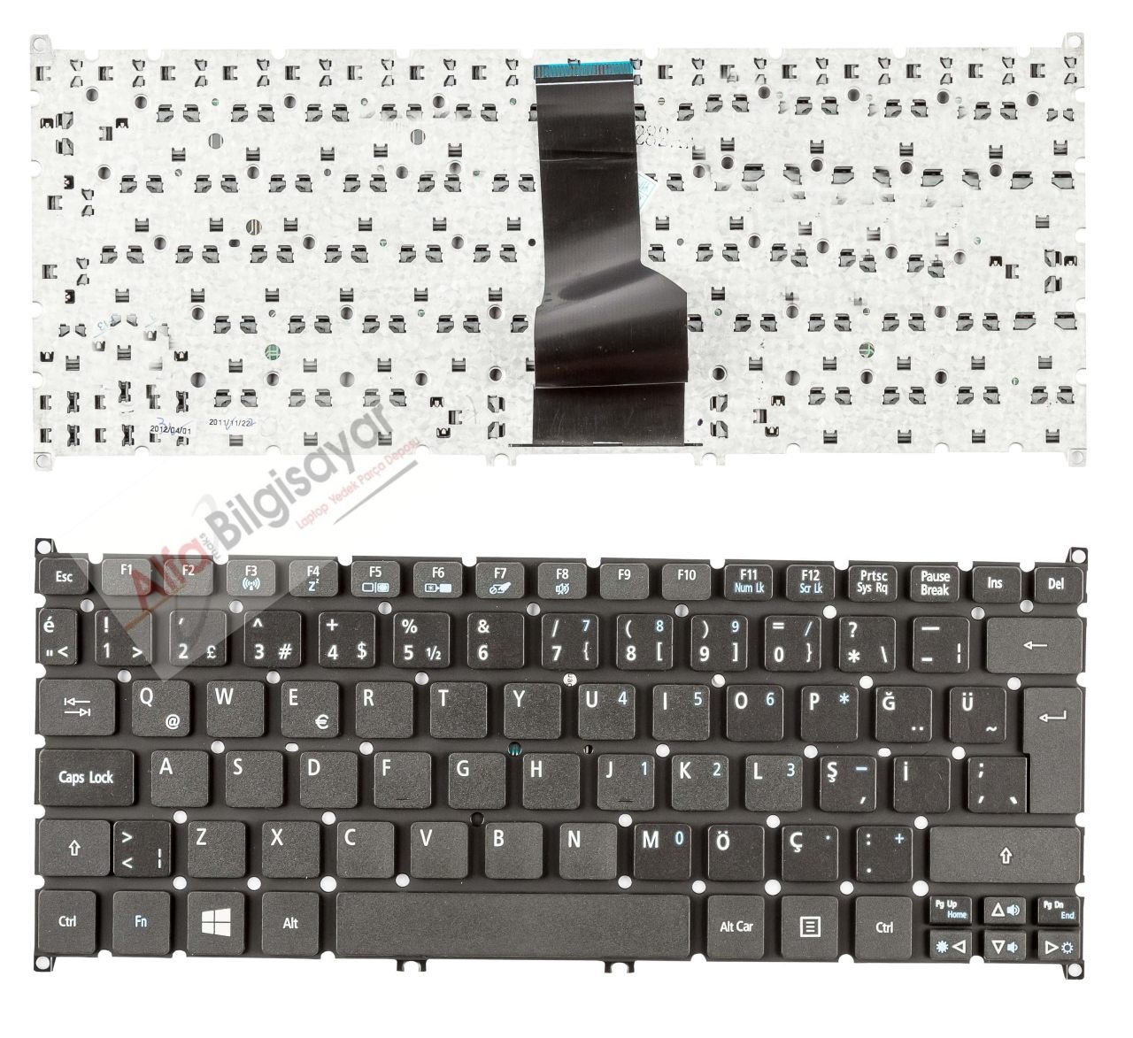 Acer S3-951 S3-391 S5-391 V5-171 Aspire One 725 756 Travelmate B1 Black Türkçe  Klavye, Tuş Takımı