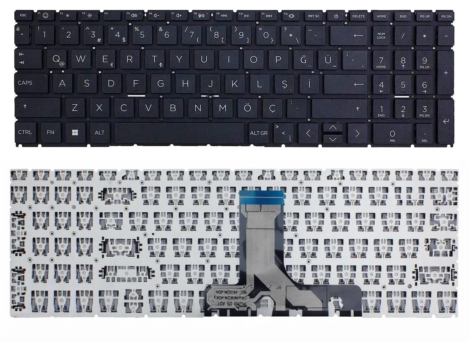 HP 250 G10, 15-FC 15-FD TPN-Q286 TPN-Q287 17-cn 17-cp 17-c 15-EH 15-EG 15t-eg 15z-eg 15-ER 15S-ER 15T-ER Probook HP 470 G8 470 G9 470 G10, Klavye Tuş Takımı