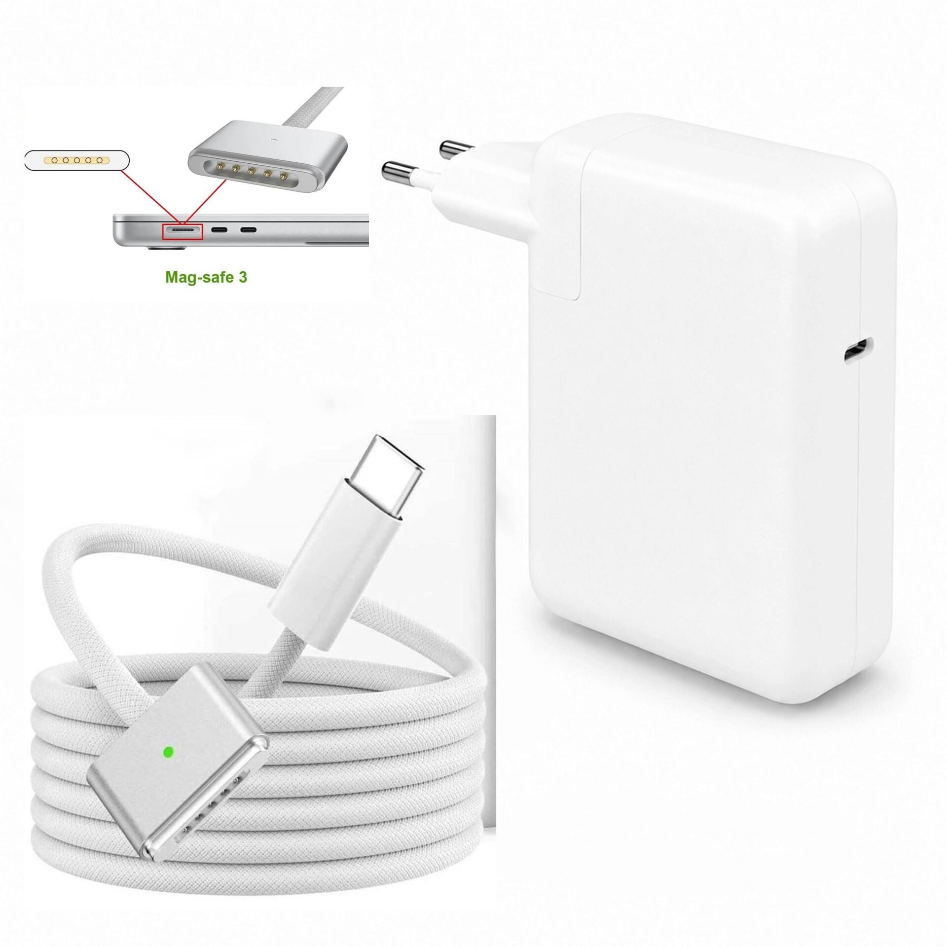 Apple Macbook 140W USB-C Magsafe 3 Güç Adaptörü Şarj Cihazı MacBook Pro 16-inch ve 14-inch (2021 ve sonrası  M1, M2, M3, M4, M5 işlemcili  MacBook Air 13-inch ve 15-inch (2022 ve sonrası  M2, M3, M4, M5 işlemcili modeller) A2452