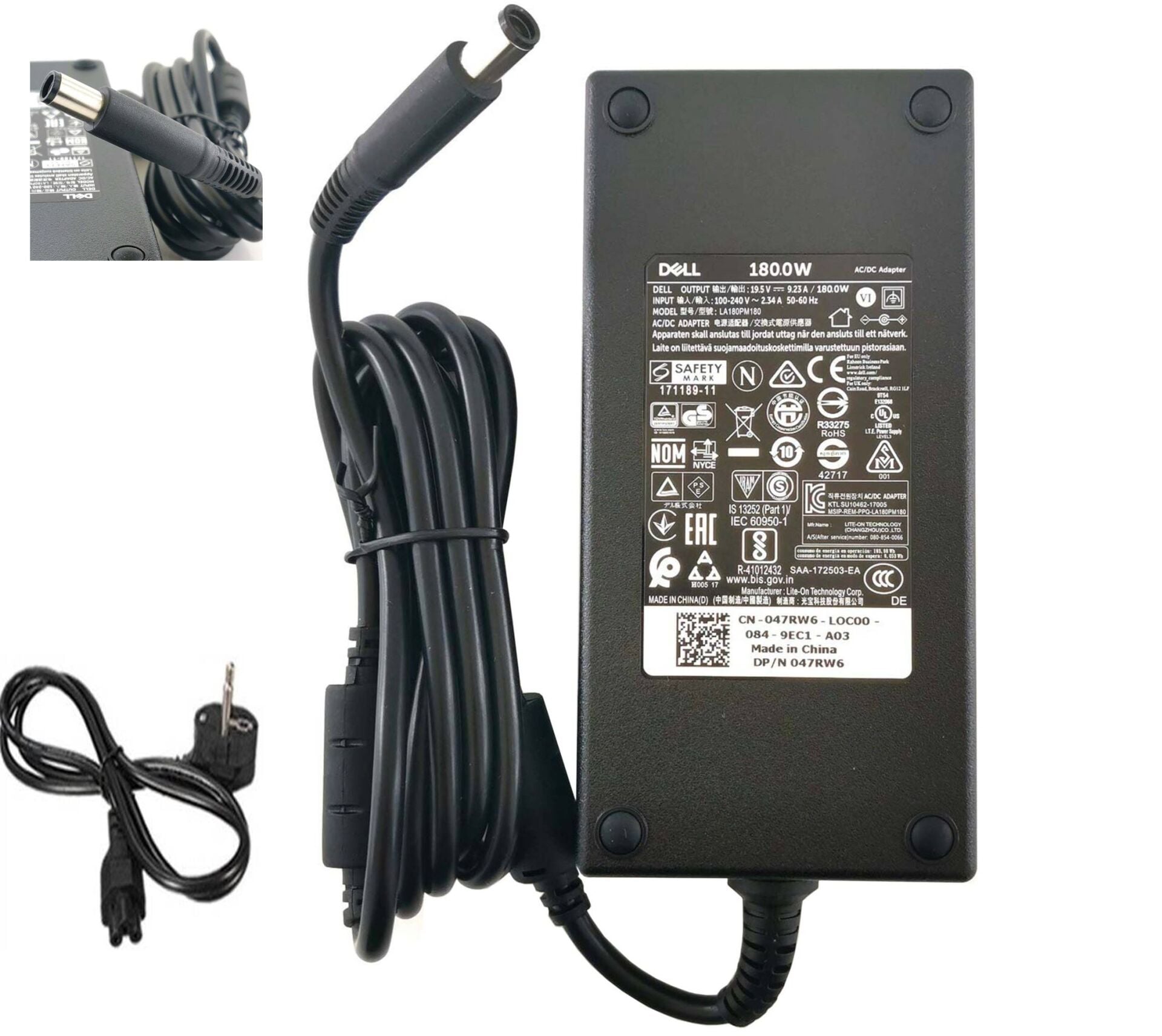 Dell orjinal 19.5V 9.23A 180W 7.4x5.0mm LA180PM180, HA180PM180, DA180PM111 047RW6 Adaptör Şarj Cihazı