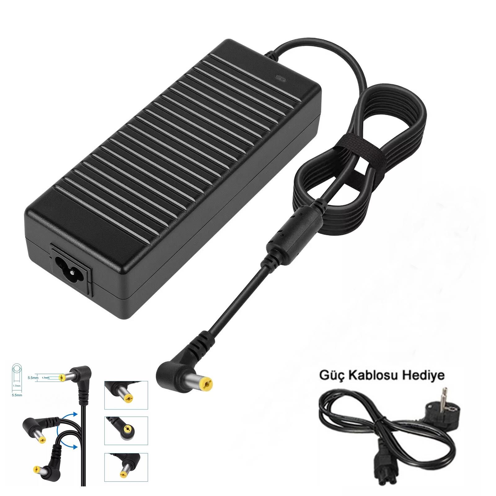 Acer  nitro Gaming 19V  7.1A, 5.5mmx2.1mm 5x5.1.7mm uyumlu 135W Notebook Adaptörü, Laptop Adaptörü