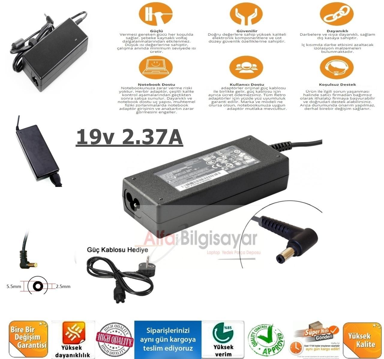 toshiba casper Lenovo 19v 2.37a 5.5 2.5  45w Adaptör şarj cihazı