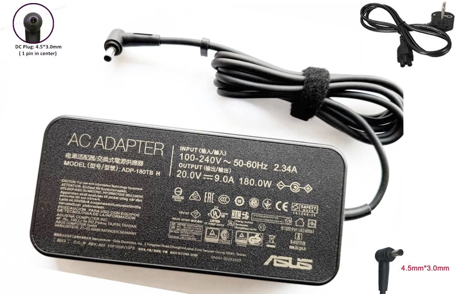 Asus 20v 9A 180w 4.5*3.0mm Adaptör Şarj Cihazı Orjınal  Asus vivobook Pro Oled  14 15, 4.5mmx3.0mm ince iğne uç