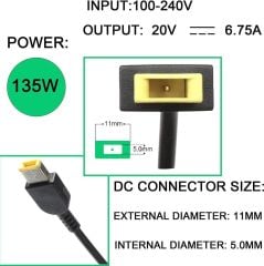 ORJINAL LENOVO ADAPTÖR ŞARJ CİHAZI 20V 6.75A 135W  ADL135NLC3A,  ADL135NDC3A ADL135SDC3A 45N0361 Adaptör Şarj Cihazı