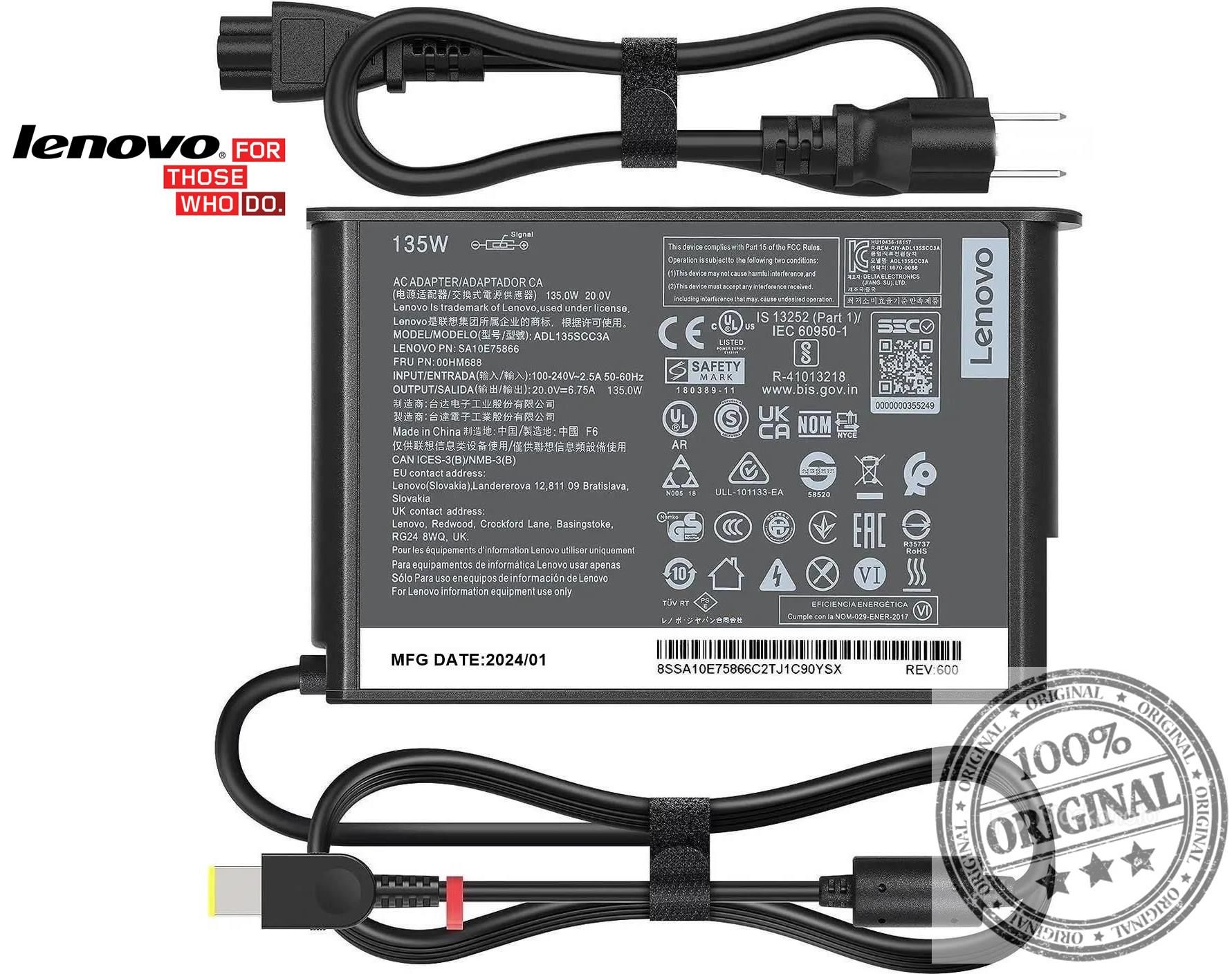 ORJINAL LENOVO ADAPTÖR ŞARJ CİHAZI 20V 6.75A 135W  ADL135NLC3A,  ADL135NDC3A ADL135SDC3A 45N0361 Adaptör Şarj Cihazı